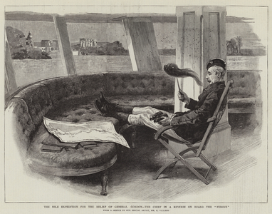 The Nile Expedition for the Relief of General Gordon, the Chief in a Reverie on Board the "Ferouz" (engraving)