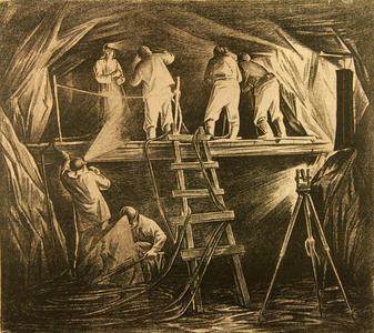 Checking the Tunnels, 1980 (litho)