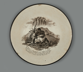 Dish with abolitionist image and poem, c.1833 (lead-glazed earthenware)