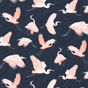 Egrets pattern I, 2022 (graphite pencil & digital)
