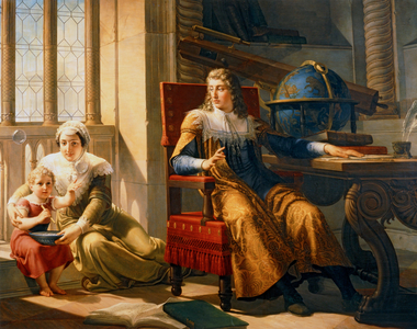 Isaac Newtong discovers the refration of light (painting on canvas)