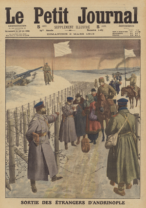Foreigners being allowed to leave the besieged city of Adrianople (colour litho)