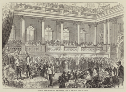 Archduke Albert distributing the Exhibition Prizes in the Riding School at Vienna (engraving)