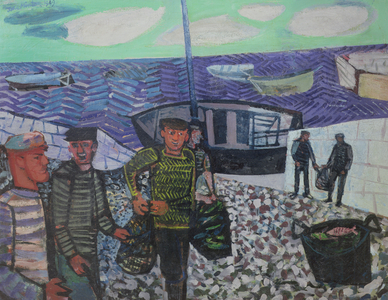 Cornish Fishermen, 1949 (oil on canvas)
