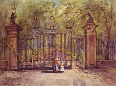 The Garden Gates, Gray's Inn (colour litho)