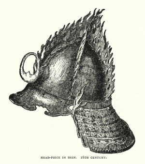 Head-Piece in Iron, 16th Century (litho)