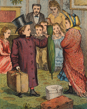 Acting charades (colour litho)