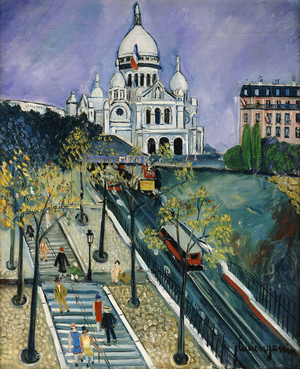 Montmartre and the Sacre Coeur, (oil on canvas)