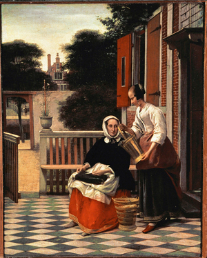 A lady and her servant (painting on canvas)