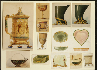 Selection of designs, House of Carl Faberge (pencil & watercolour heightened with white and gold on card)