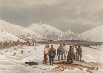 Graves at the Head of the Harbour of Balaklava, 1854 (colour litho)