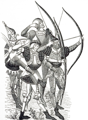 An engraving depicting Frankish archers of the fifteenth century, 15th century