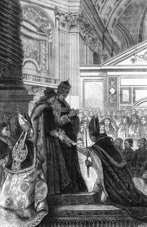 Nicolas Stenon consecrated bishop of Titiopolis, 1878 (engraving)