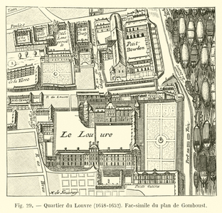 Quartier du Louvre, 1648-1652, Fac-simile du plan de Gomboust (engraving)
