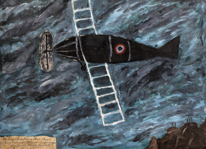 'The First Airplane that passed Tory Island', 1963 (oil on plyboard)
