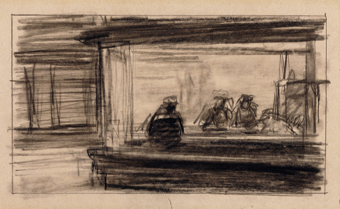 Studies for Nighthawks,  (charcoal on paper)