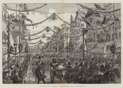 The Queen's Visit to Birmingham, the Procession passing along New-Street (engraving)