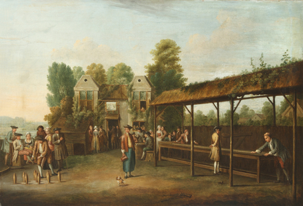 Gentlemen playing Skittles