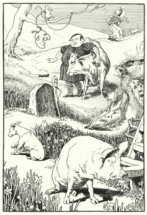 The old woman and her pig (engraving)