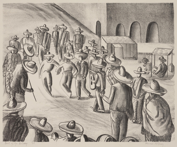 Back of the Bullring, 1948 (litho)