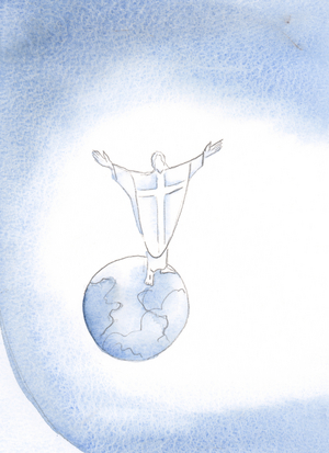 Jesus Christ is our High Priest who intercedes for us to the Father at every Mass, 2000 (w/c on paper)