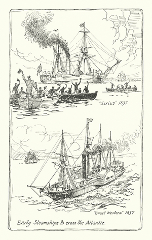 Early Steamships to cross the Atlantic (litho)