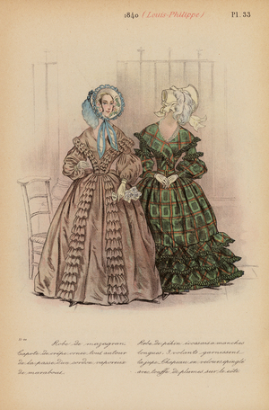 French fashion: 1840, Louis-Philippe (colour litho)
