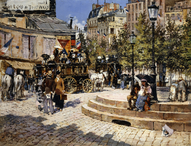 A Busy Paris Square, 1878 (oil on canvas)