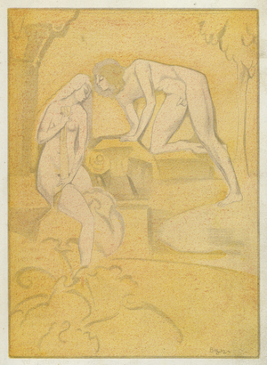 The Love Books of Ovid: Such kisses as Phoebus to Diana gives (colour litho)