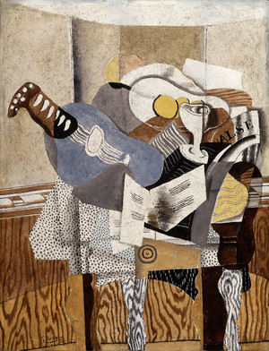 The Blue Mandolin, 1930 (oil with sand on canvas)