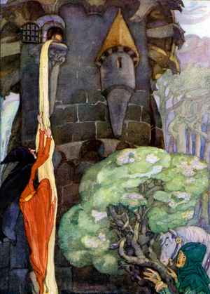 Rapunzel (colour litho)