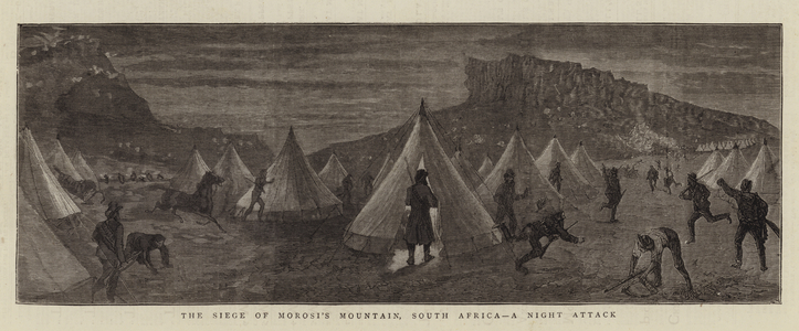 The Siege of Morosi's Mountain, South Africa, a Night Attack (engraving)