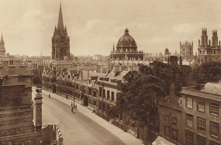 Oxford: High Street from University College Tower (b/w photo)