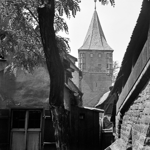 Thierfeld gate at the city wall of Nuremberg, Germany 1930s (b/w photo)