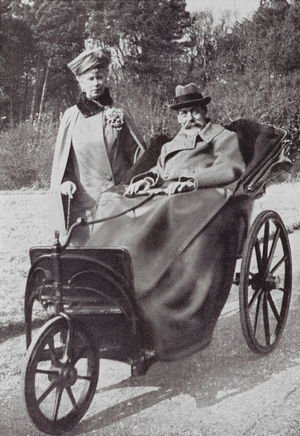 King George V and Queen Mary at Bognor Regis during the King's convalescence, 1929 (b/w photo)