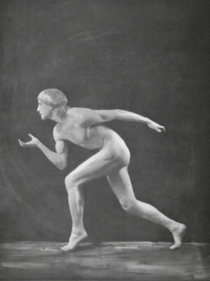 Living Sculpture: The Greek Dancer (b/w photo)