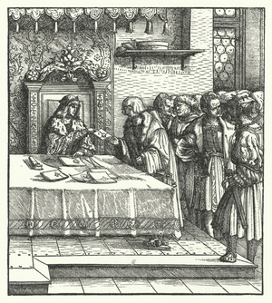 Archduke Maximilian of Austria writing letters (engraving)