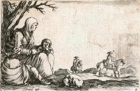 Peasant woman resting (engraving)