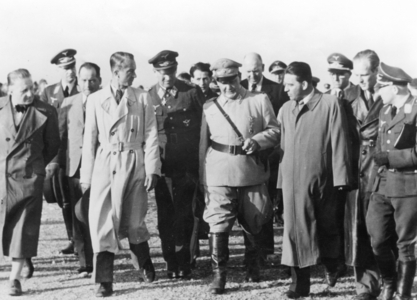 Hermann Göring visits an arms factory, 1943 (b/w photo)