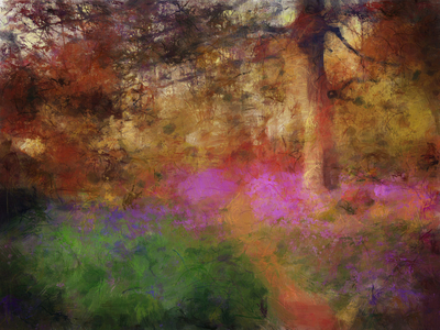 Bluebells at Calke Abbey (mixed media)