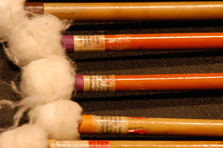 Timpani mallets, close-up of heads.