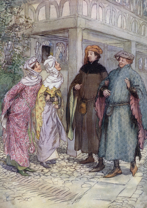 Illustration for The Merry Wives of Windsor (colour litho)
