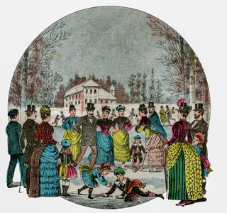 Ice skating, c.1870 (engraving)