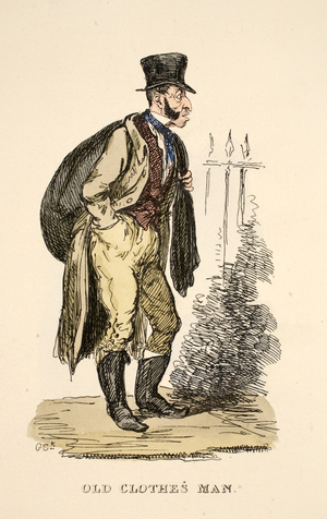 Old Clothes Man from 'The Gentleman's Pocket Magazine', pub. 1827 (hand coloured engraving)