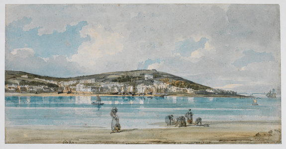 View of Appledore, North Devon, from Instow Sands (formerly 'Exmouth'), c.1798 (brown ink & w/c with touches of bodycolour over pencil on coarse laid wrapping paper)