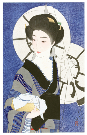 Japan: 'After a Visit to the Bathouse'. Shin-hanga woodblock print by Torii Kotondo (1900-1976), 1933