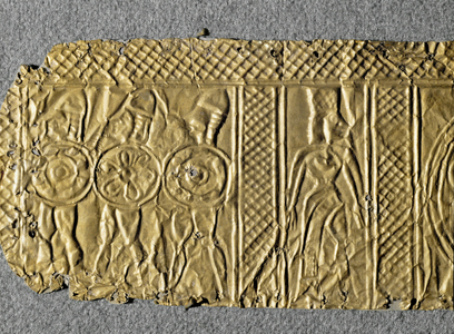 Fragment of a funerary headband with armed warriors, from Arcadia, Peloponnesus, Greece …