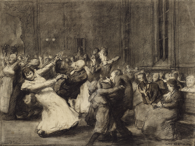 Dance at Insane Asylum, 1907 (charcoal, with stumping, pen & black ink, brown crayon, & touches of white chalk on ivory wove paper)