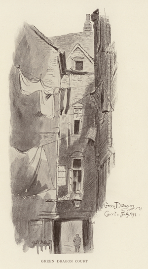 London: Green Dragon Court (litho)