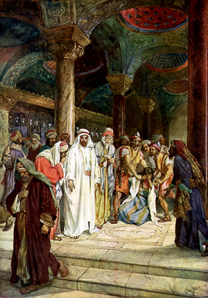 The Pharisees bring an adulteress to Jesus - Bible